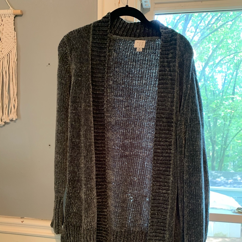 Green velvet cardigan